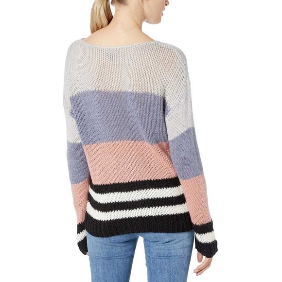 Lucky Brand Bold Stripe Pullover Wool Blend Fuzzy Knit Sweater Size Small - Picture 2 of 14